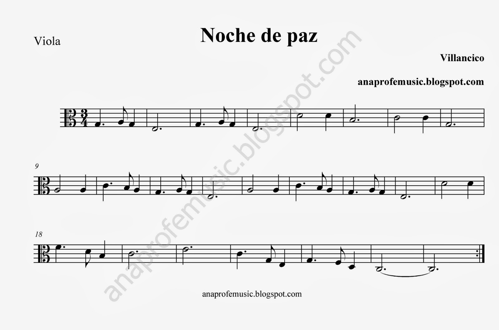 AnaProfeMusic: Partitura Villancico Noche de Paz - Silent Night Sheet Music