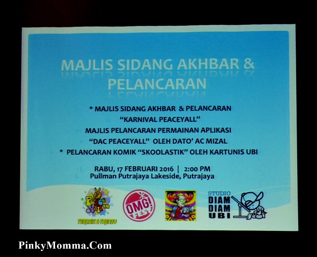  Majlis sidang akhbar Dato Ac Mizal untuk Karnival Peaceyall, Aplikasi DAC Peaceyall dan Skoolastik daripada Kartunis Ubi