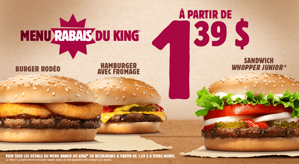 Coupons BurgerKing et rabais du Burger King