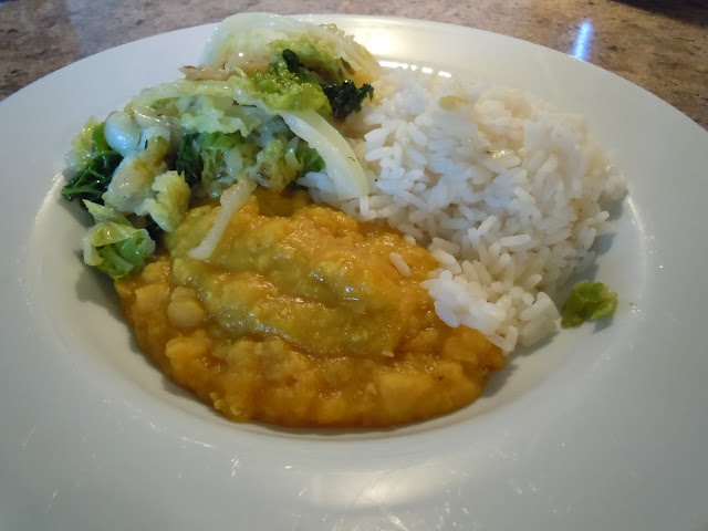 Dhal, rice and greens