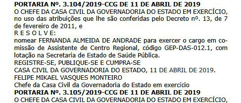 Governo, nomeações