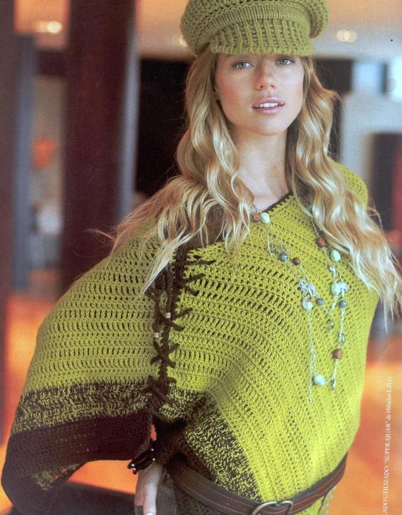 poncho ganchillo, patrones crochet, moda femenina tejida