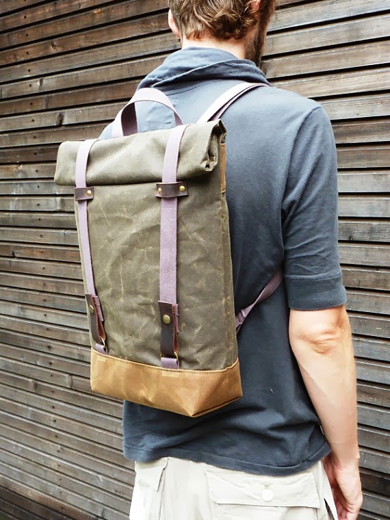 Aventurasenunabiciplegable Mochilas de lona encerada con toque vintage