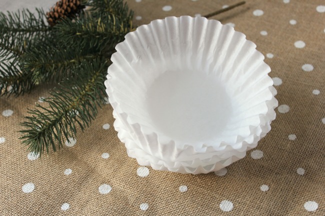 5 coffee filters for angel wing ornament