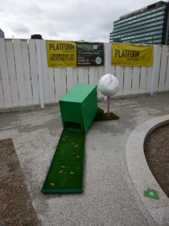 Hole 8 of the Putt Putt #2 Crazy Golf course in Croydon, London TURF Projects Putt Putt #2 Crazy Golf course at Platform Ruskin Square in Croydon