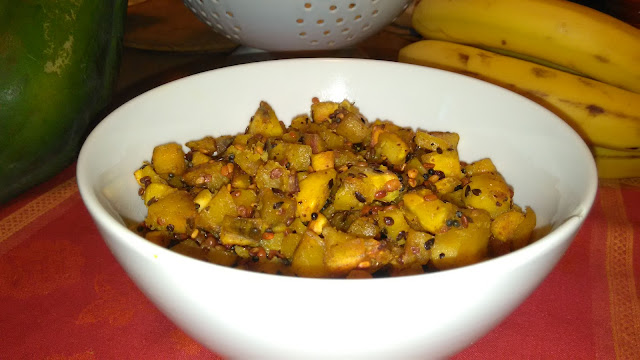 plantain curry with roasted lentils for seasoning texture