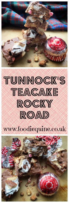 Tunnock's Teacake Rocky Road. Scotland in a Traybake! No bake cake perfect for Burns Night & St Andrew's Day