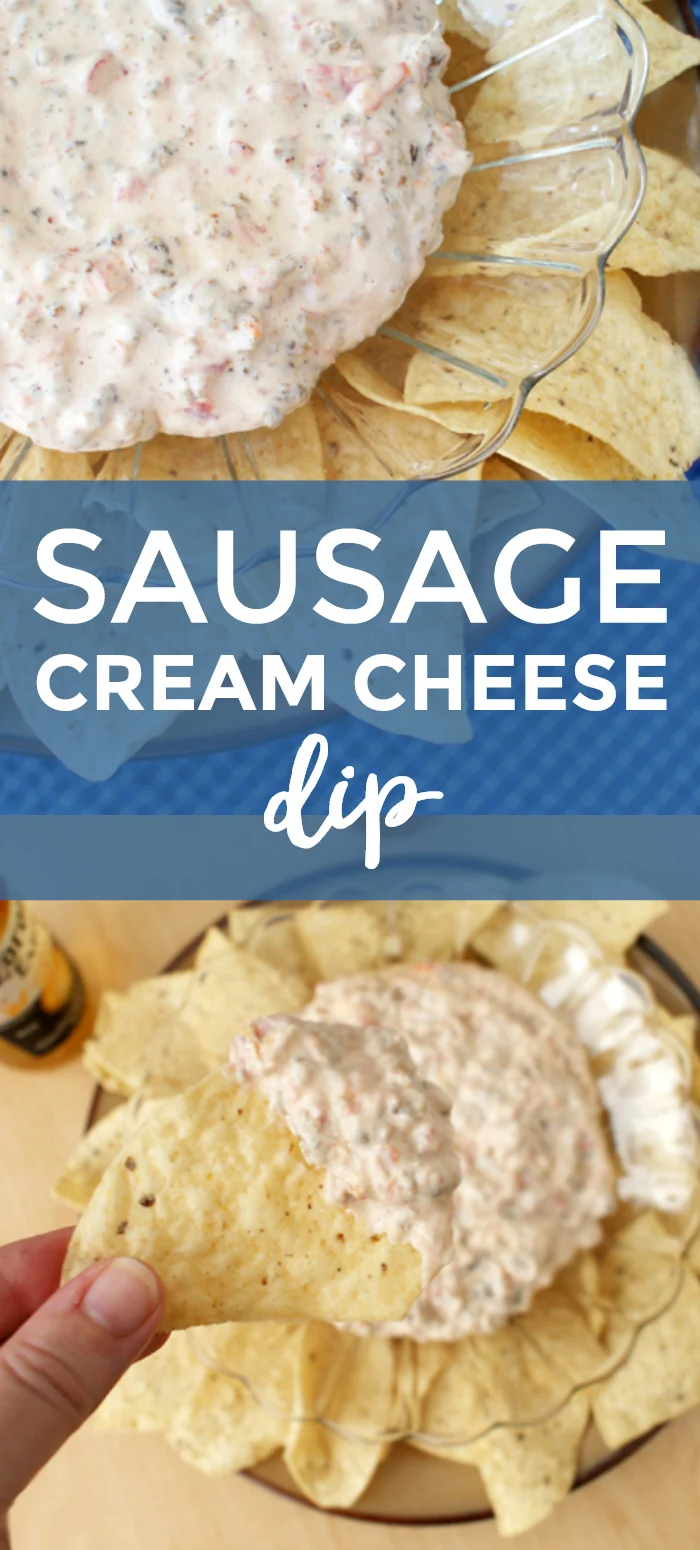 Sausage Cream Cheese Dip is a creamy, spicy, addictive sausage dip that takes just minutes to throw together. #sausagedip #appetizerrecipes #cheesedip