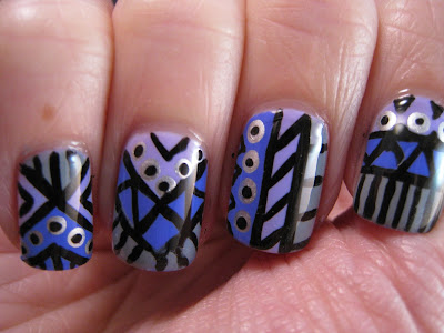 tribal-nails-grey-purple-lilac-black