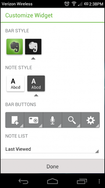 evernote for android updated with speech-to-text transcription, widget themes, and customizable buttons