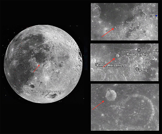 Localização da suposta construção alienígena na Lua