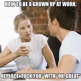 How to be a grown up at work - replace fuck you with ok, great