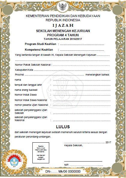 Blangko Ijazah 2018 Sd Smp Sma Smk Sdlb Smplb Smalb Spk Paket A B C Info Pendidikan Terbaru