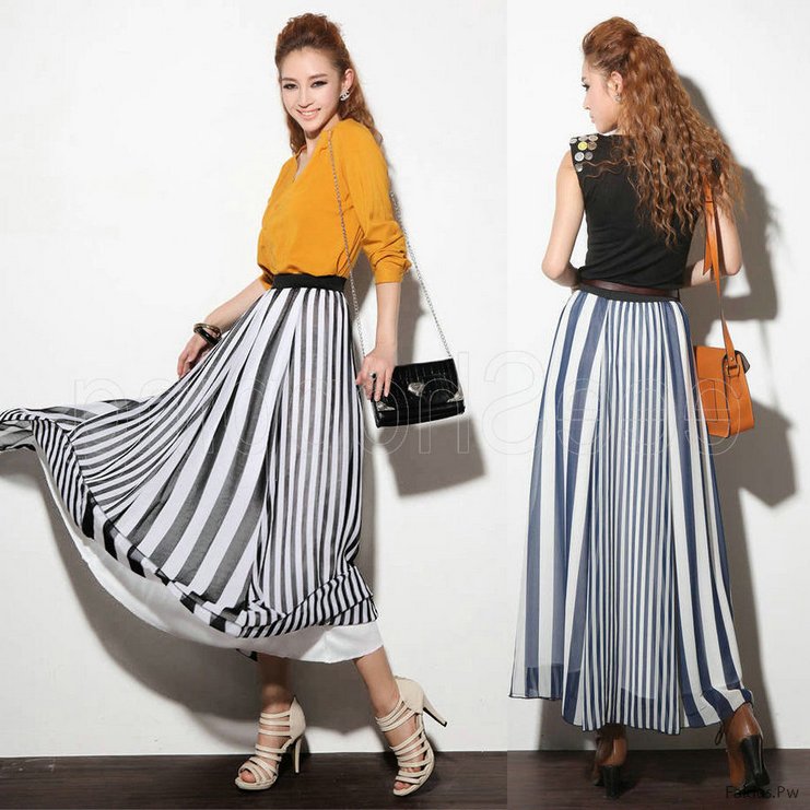 Faldas Rayadas Faldas, larga de rayas, Moda