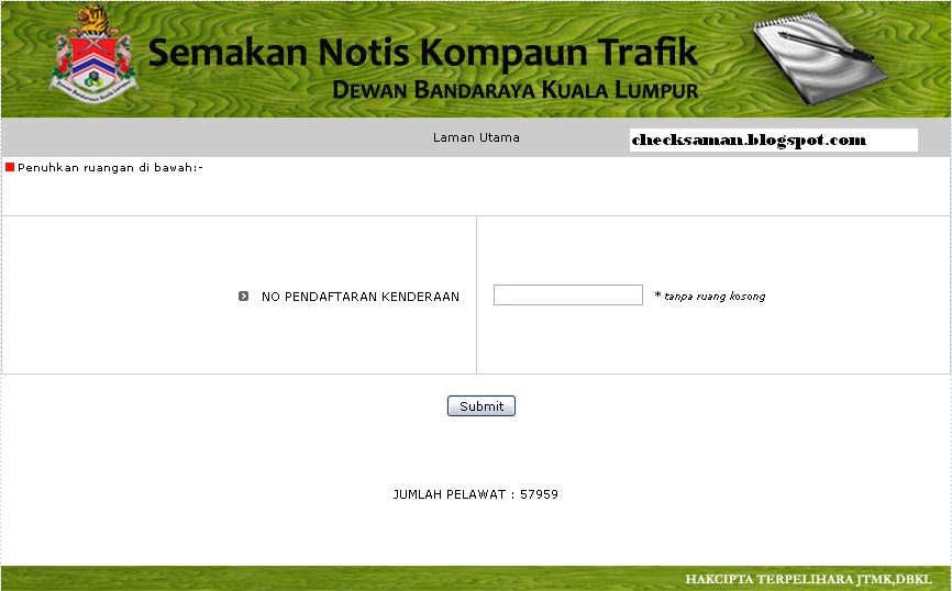 Panduan Check Saman JPJ / Polis Online dan SMS  kadar saman trafik