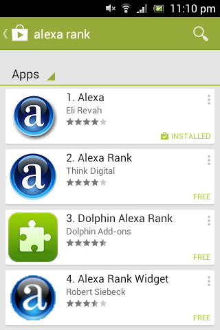Alexa Rank on Smartphone Application