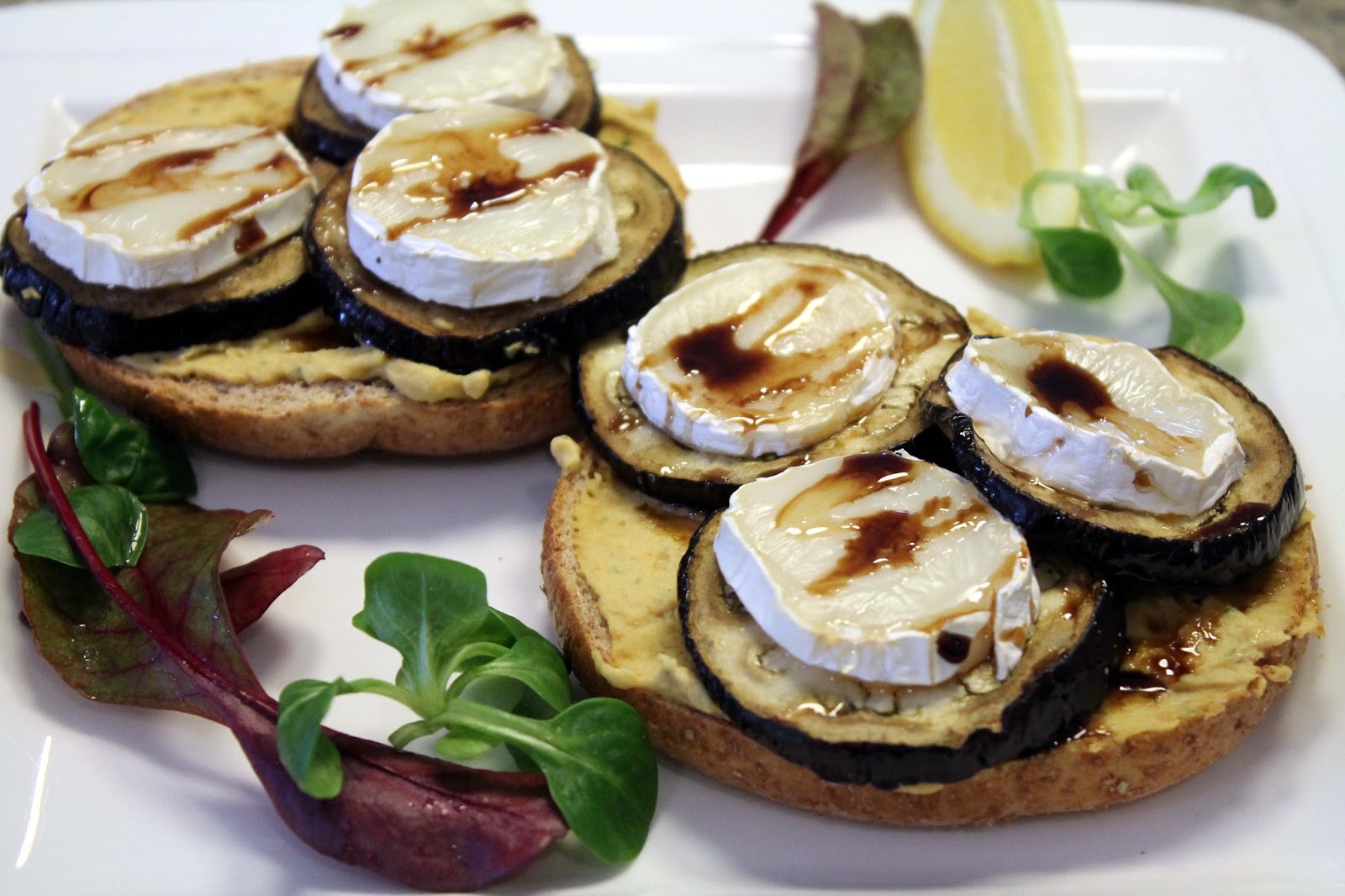 Serena's Medium Rare Open Baked Aubergine & Goats Cheese Sandwich