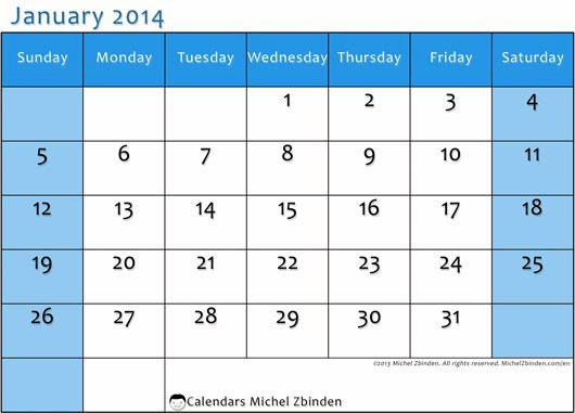 Beautiful January 2014 Calendar - January 2014 Calendar Beautiful