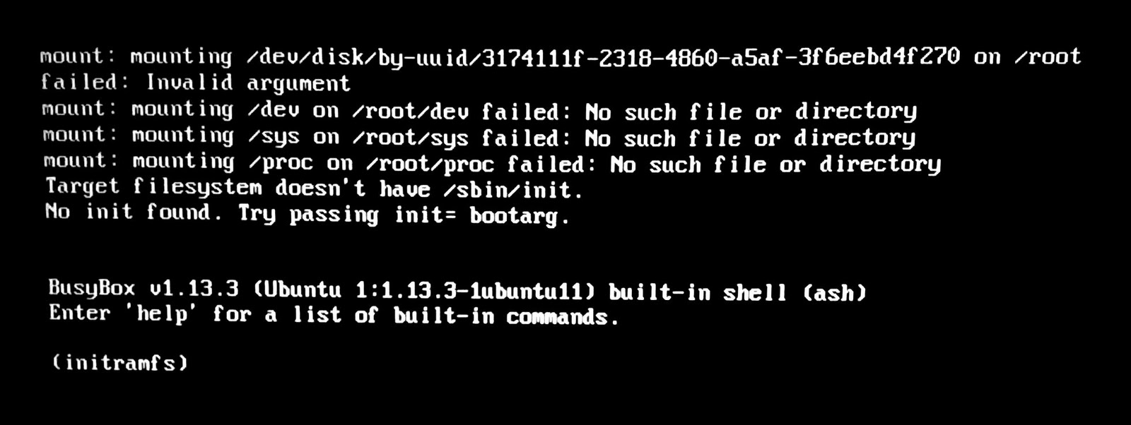 Failed init game. Linux initramfs. Linux initramfs при запуске. Initramfs команда перезагрузки. Ubuntu initramfs ошибка.