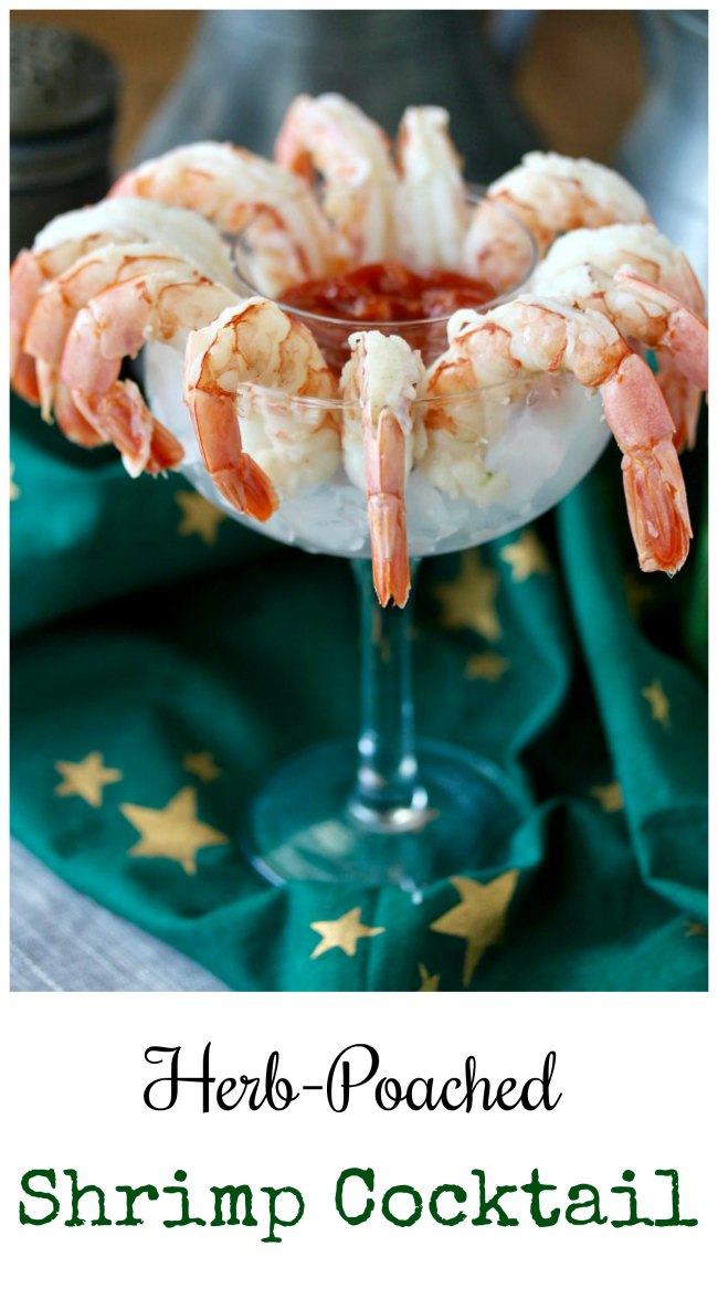 Herb and Wine Poached Shrimp with Homemade Cocktail Sauce #shrimp #shrimpcocktail