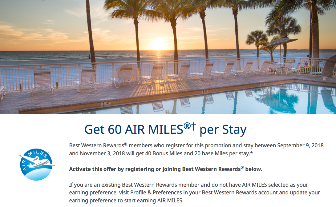 AIR MILES Earn 40 Bonus Reward Miles for Best Western stays until