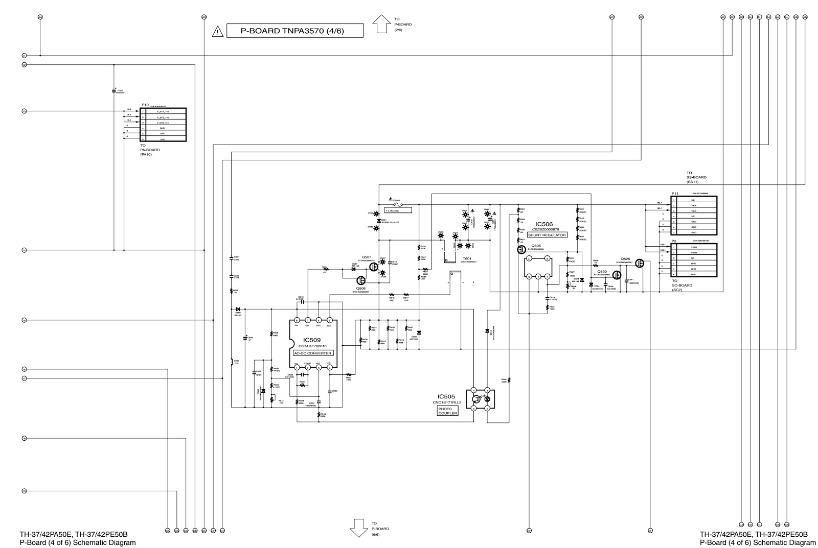Schematic Diagrams: Panasonic Plasma TV TH42 – TH37 – Power board Schematic