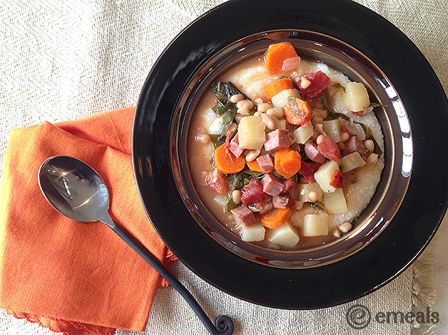 Ham Kale and Navy Bean Stew in the Slow Cooker with eMeals!