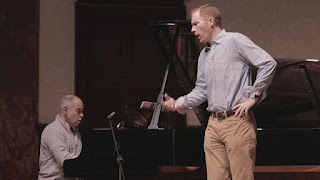 Iain Burnside and Robin Tritschler at the Wigmore Hall, rehearsing for a BBC Radio 3 lunchtime concert - photo credit BBC/Ben Collingwood