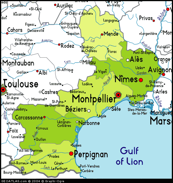 Languedoc Roussillon Geography Maps | Map of France Political Geography