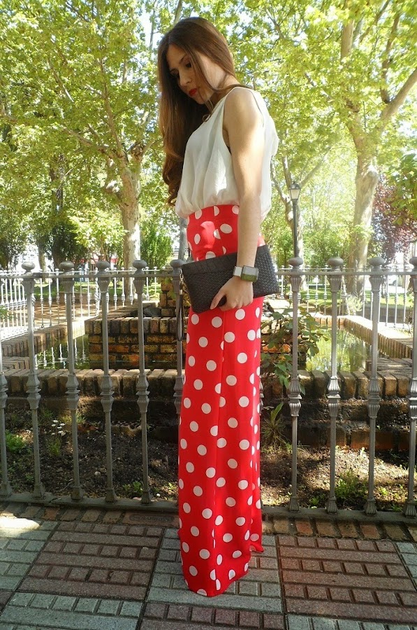 Polka dots palazzo pants