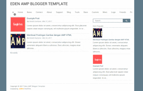 Template Valid AMP untuk Blogger dan Responsive framework Template valid AMP dan Responsive