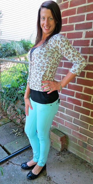 Mint Pants leopard top outfit