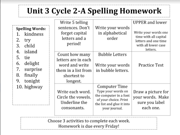 Second Grade is Great By Choice: Homework