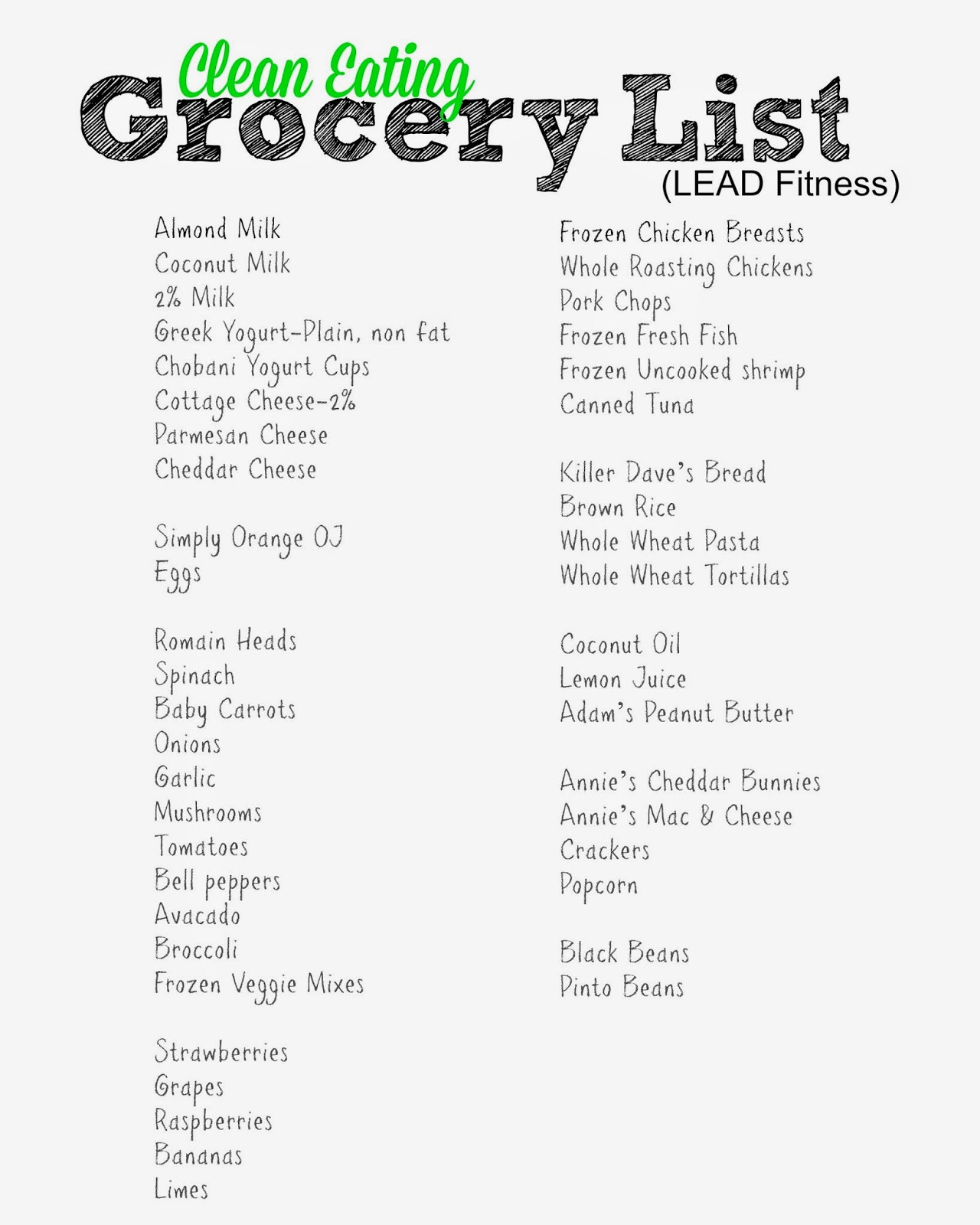 Fresh Ingesting Grocery Checklist Printable popularity image regarding Printable Clean Eating Grocery List identified as Contemporary Having Grocery Checklist Printable status