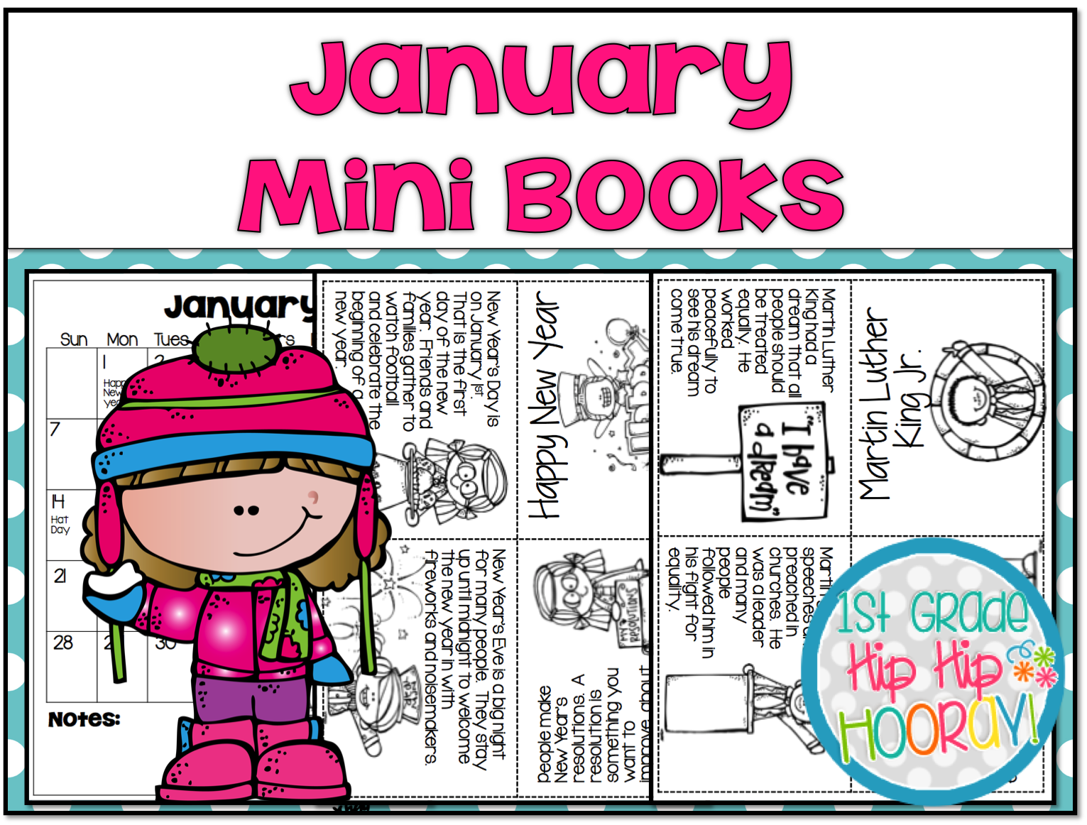 1st Grade Hip Hip Hooray January Mini Books Print Fold Read 