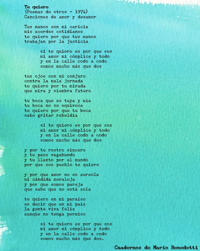 Cuadernos de Mario Benedetti Te quiero