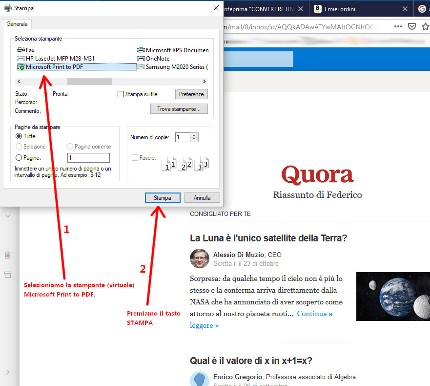 COME CONVERTIRE UNA MAIL HOTMAIL IN PDF