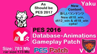 PES 2016 Yaku Gameplay Patch 1.0 + Database + Animations