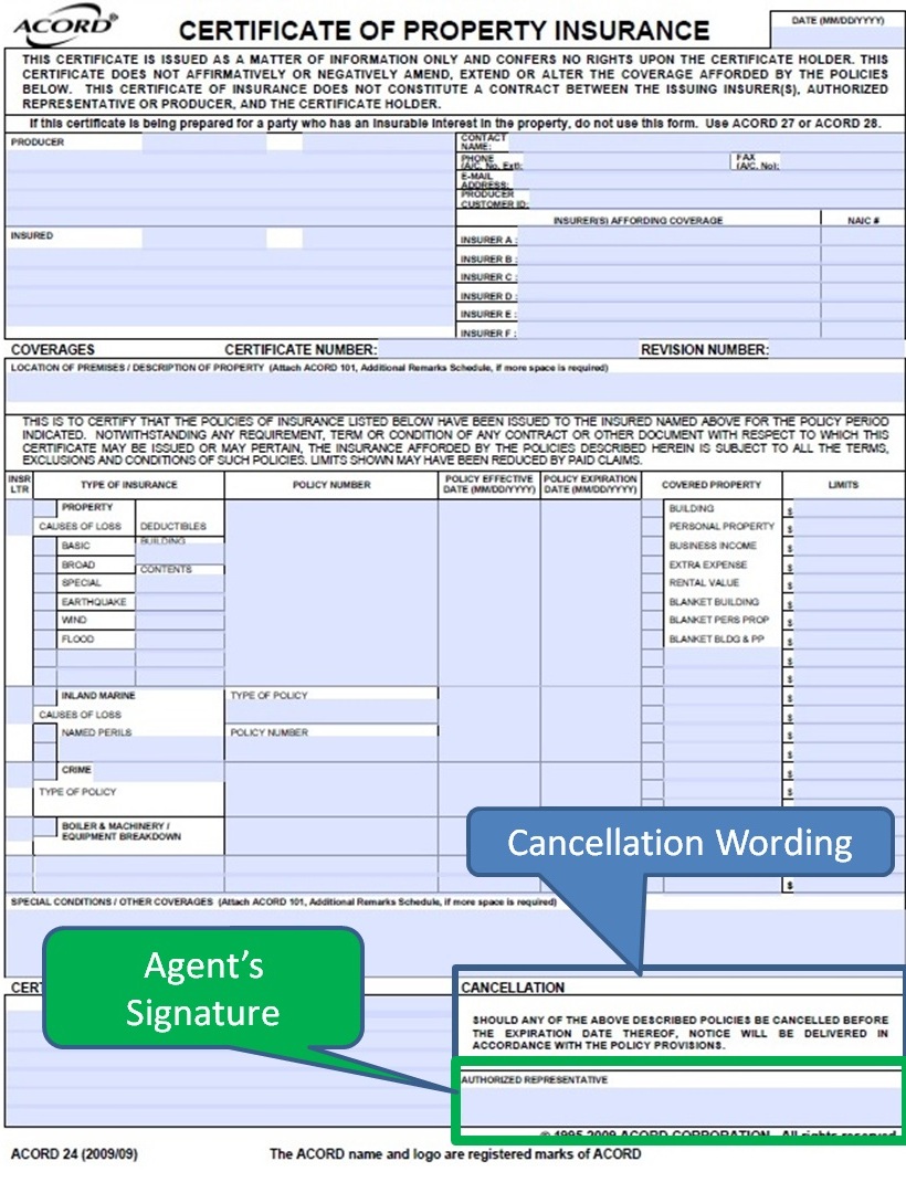 Simply Easier ACORD Forms: Certificate of Property Insurance ACORD 24 Simply Easier ACORD Forms: Certificate of Property Insurance ACORD 24