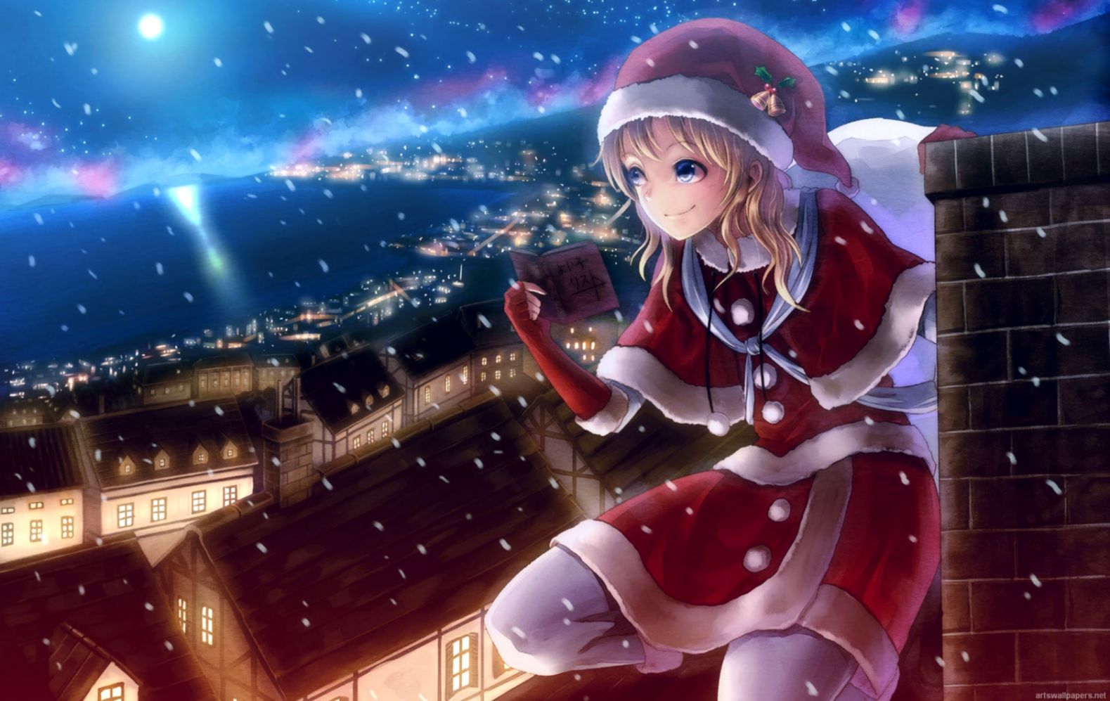 Free Cute Anime Girl In Christmas Picture Wallpapers Hd