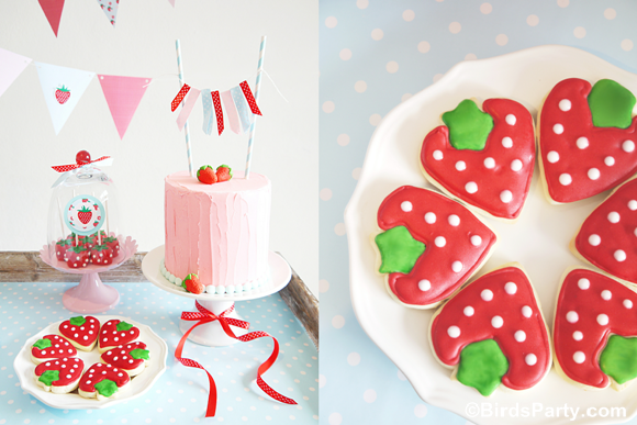 Summer Party Ideas | Strawberry Desserts Table - BirdsParty.com