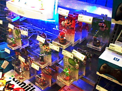 Silver Mario amiibo on shelf