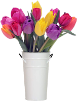 Vaso de tulipas coloridas