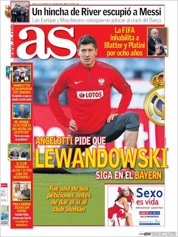 Real Madrid, AS: "Ancelotti pide que Lewandowski siga en el Bayern"