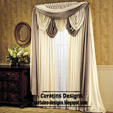 Classic Curtain designs, Greek curtain style, white curtain design, classic scarf curtains