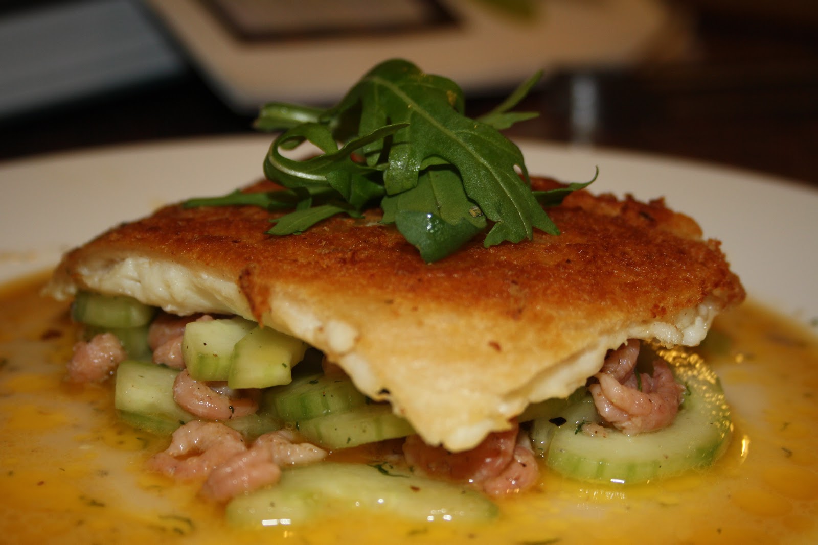 Harrison's Cooking Crispy Lemon Sole with Potted Shrimps and Cucumber