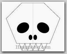 Bước 10: Vẽ mắt, mũi để hoàn thành cách xếp hình đầu lâu halloween bằng giấy theo phong cách origami.