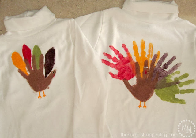 Paint handprint turkeys shirt