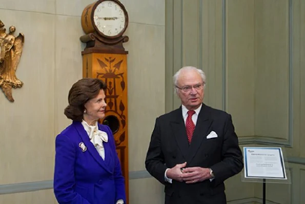 King Carl XVI Gustaf of Sweden opened an exhibition called "In Course of Time - 400 years of royal clocks" with an opening ceremony attended by Queen Silvia, Crown Princess Victoria, Princess Christina and Mrs. Magnuson.