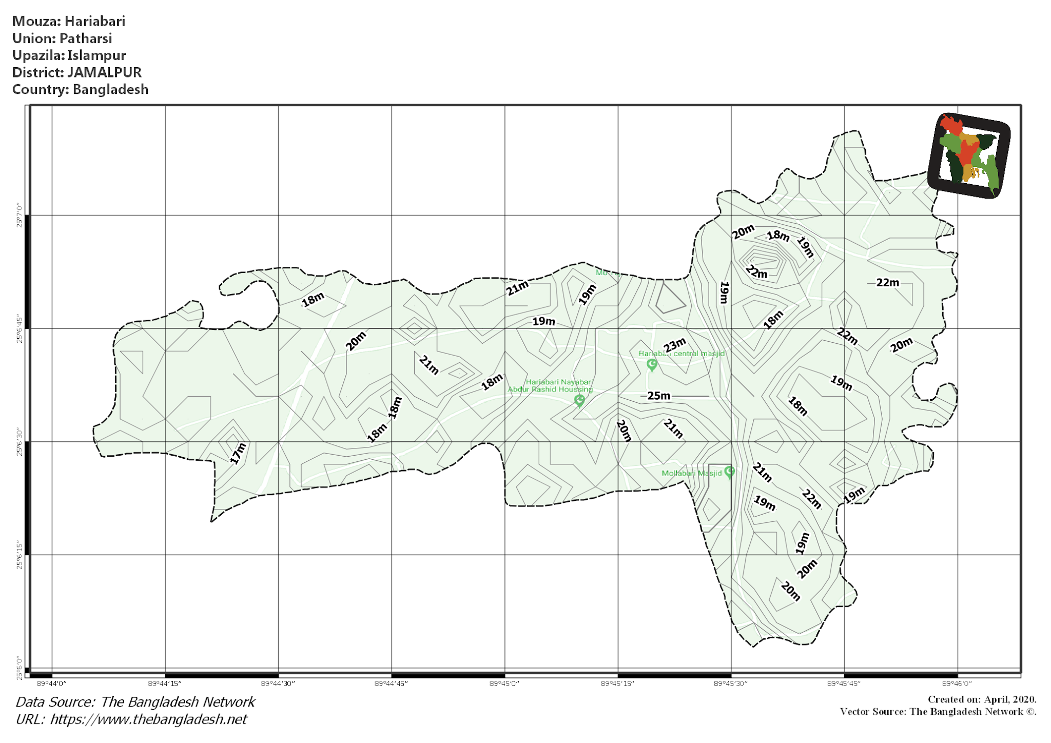 Map of Hariabari Mouza of Islampur Upazila, JAMALPUR Map of Hariabari Mouza of Islampur Upazila, JAMALPUR, Bangladesh.